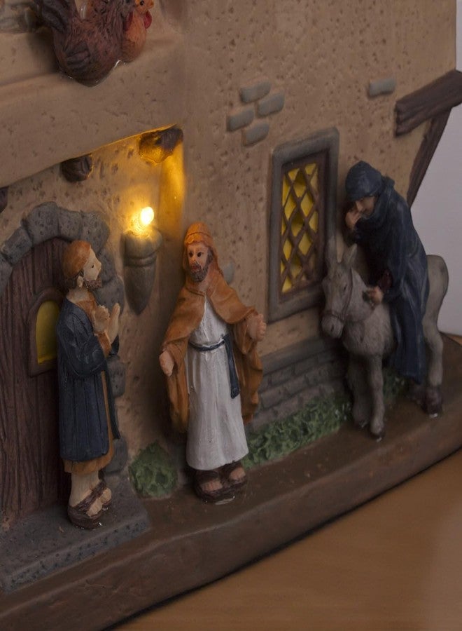 FG Square Bethlehem Inn Porcelain Christmas Village with LED Lights - Image 2